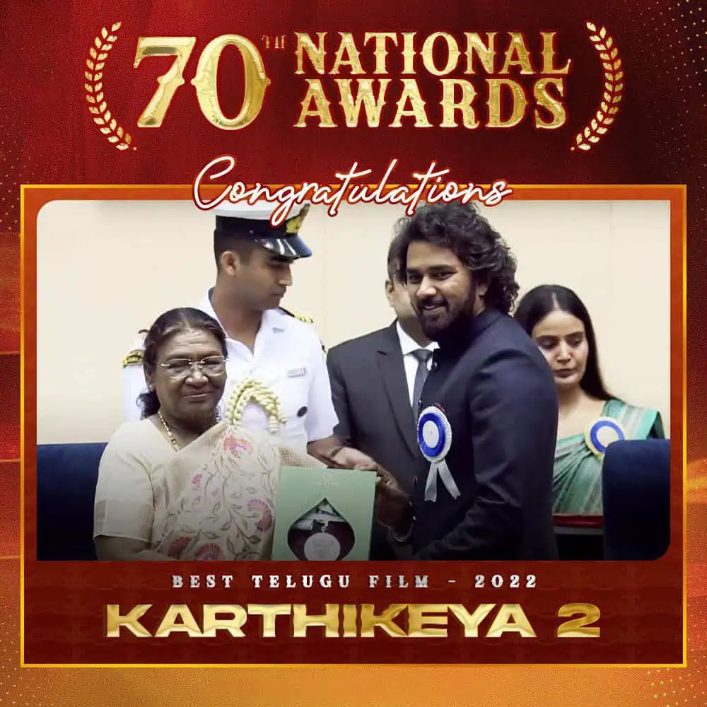 National Award: Chandoo Mondeti along with Abhishek Agarwal receives Best Telugu Film Award for Karthikeya2