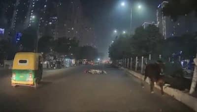 Man Tossed In Air After Crashing His Bike Into Bull In Greater Noida - Watch Viral Video