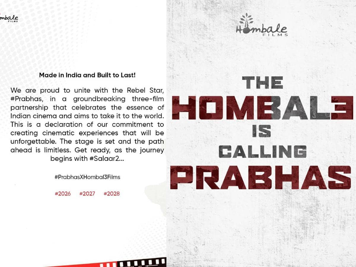 Hombale Announces 3 Films With Prabhas