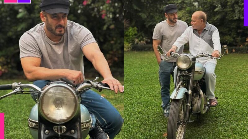 Salman Khan poses with dad Salim Khan’s first bike, fans call them ‘sher aur babbar sher’