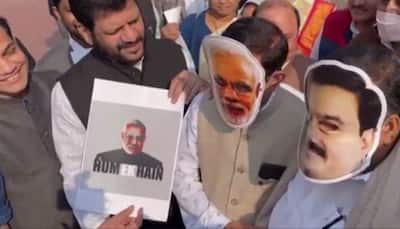 Rahul, Oppn MPs Mock PM Modi-Adani Over Their ‘Relationship’ Wearing Masks During Protests At Parliament — WATCH