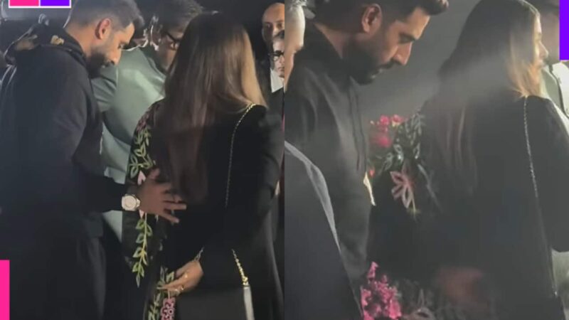 Abhishek Bachchan turns protective for Aishwarya Rai, holds her dupatta in viral video from school event