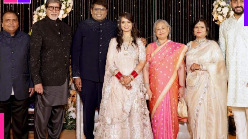 Abhishek Bachchan attends a wedding reception with Amitabh Bachchan and Jaya Bachchan; Aishwarya Rai gives it a miss