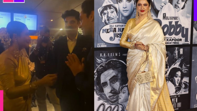 Rekha shares a candid moment with Amitabh Bachchan’s grandson Agastya Nanda at Raj Kapoor Film Festival; watch viral video