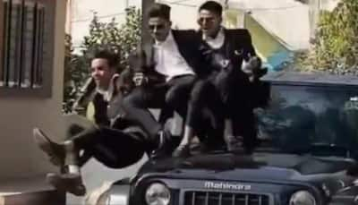 Viral Video: Students Fall Off Moving Thar During Farewell Party Stunt; Netizens React