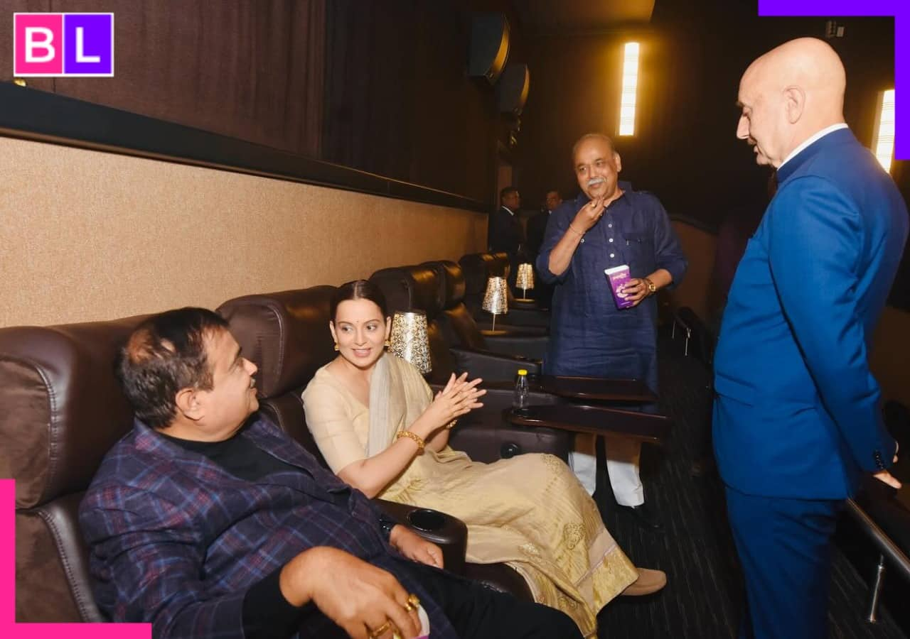 Union Minister Nitin Gadkari joins Kangana Ranaut and Anupam Kher for special screening of Emergency, see photos