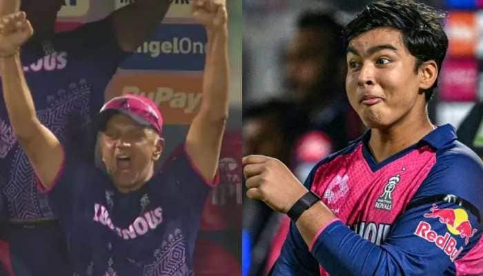 Rahul Dravid Rises From Wheelchair To Celebrate Vaibhav Suryavanshi’s Historic IPL 2025 Century, Video Goes Viral - Watch