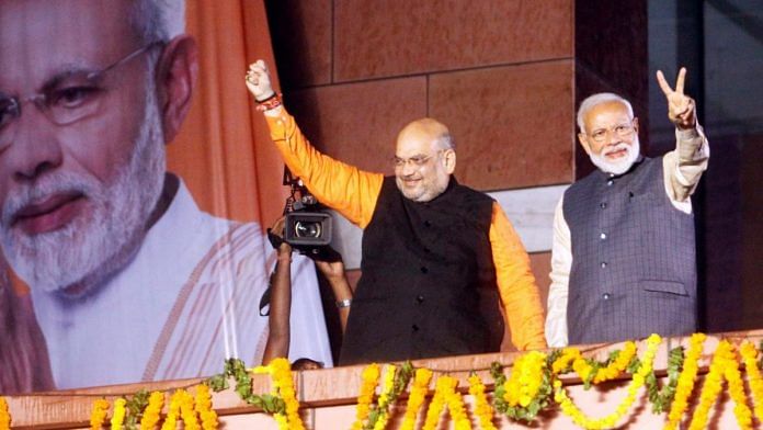 Narendra Modi and Amit Shah at the BJP headquarters