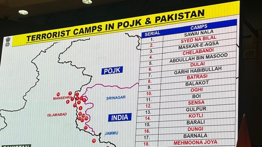 A list of the sites where India conducted the strikes, dubbed Operation Sindoor