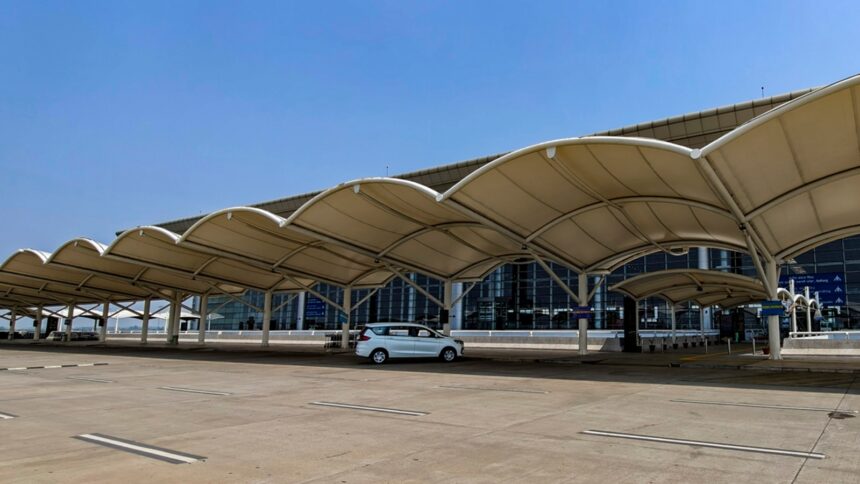 A deserted Chandigarh airport as operations were shut because of the India-Pakistan conflict