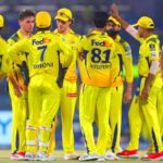 Chennai Super Kings (CSK) players celebrate a Rajasthan Royals wicket in the IPL 2025 match at the Arun Jaitley Stadium, Delhi. (Sportzpics for IPL)