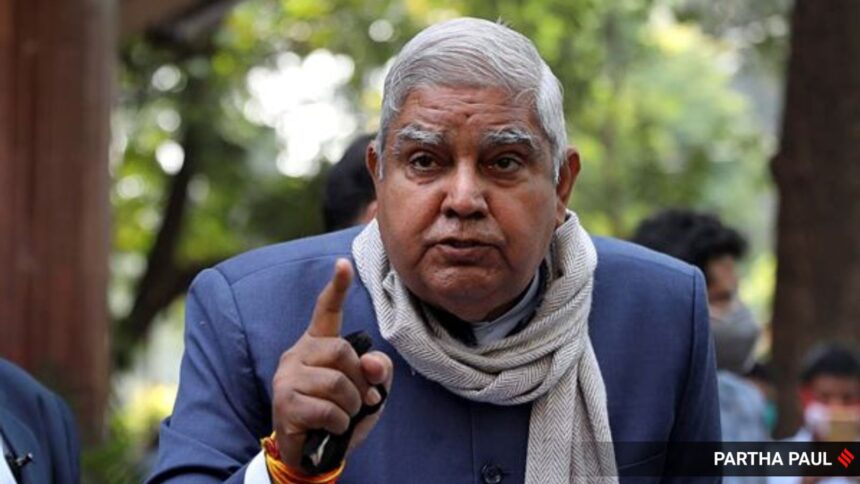V-P Jagdeep Dhankhar pointed to a recent trend of foreign universities setting up campuses in India and said that there should be “filtration”. (Express Photo by Partha Paul)