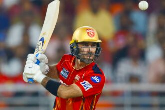 Glenn Maxwell of Punjab Kings during match 31 of the Indian Premier League season 18 (IPL 2025) between Punjab Kings and Kolkata Knight Riders held at the Maharaja Yadavindra Singh International Cricket Stadium, Mullanpur on the 15th April 2025. Glenn Maxwell of Punjab Kings during an IPL 2025match against Kolkata Knight Riders at the Maharaja Yadavindra Singh International Cricket Stadium in Mullanpur. (Sportzpics for IPL)