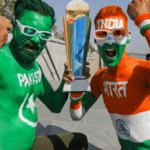 Cricket fans with their bodies painted in the colours of the Indian and Pakistani national flags pose for photographs ahead of the Champions Trophy 2025 match between India and Pakistan, in Ahmedabad, India, Feb. 23, 2025 | PTI