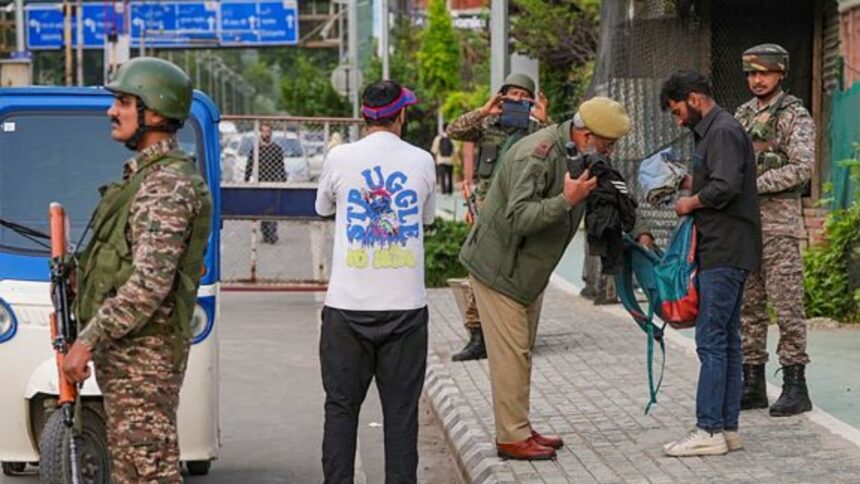Security checks being conducted amid high alert, in the aftermath of the Pahalgam terror attack, in Srinagar,