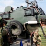 An armoured vehicle of the Indian Army in Pulwama