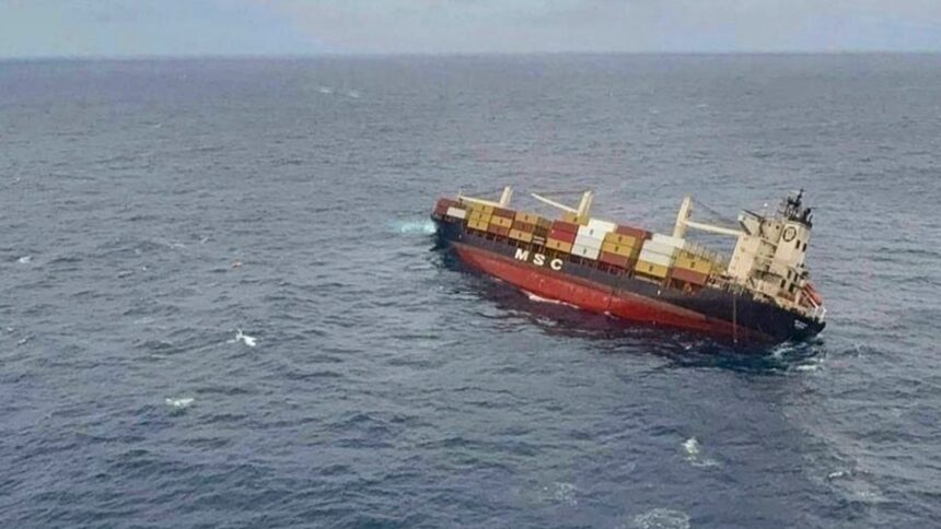 A Liberian container vessel capsizes off the Kerala coast on Saturday afternoon
