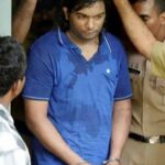 Police brings Cadell Jeansen Raja, accused in the Nanthancode murder case, to the crime scene for investigation in Thiruvananthapuram on Thursday.