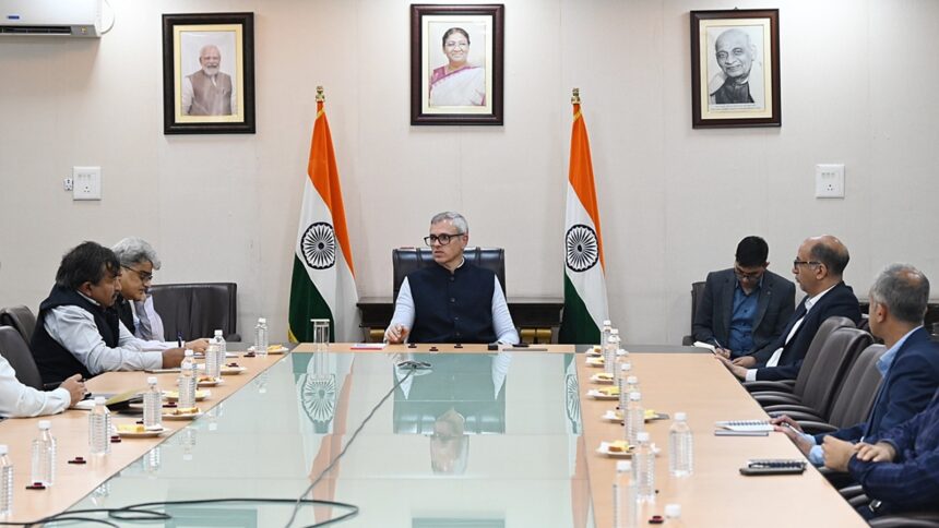Jammu and Kashmir CM Omar Abdullah during a meeting on Wednesday