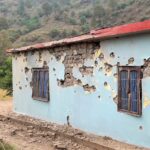 A property damaged after heavy firing and shelling by Pakistan military across the Line of Control, in Rajouri district on Wednesday