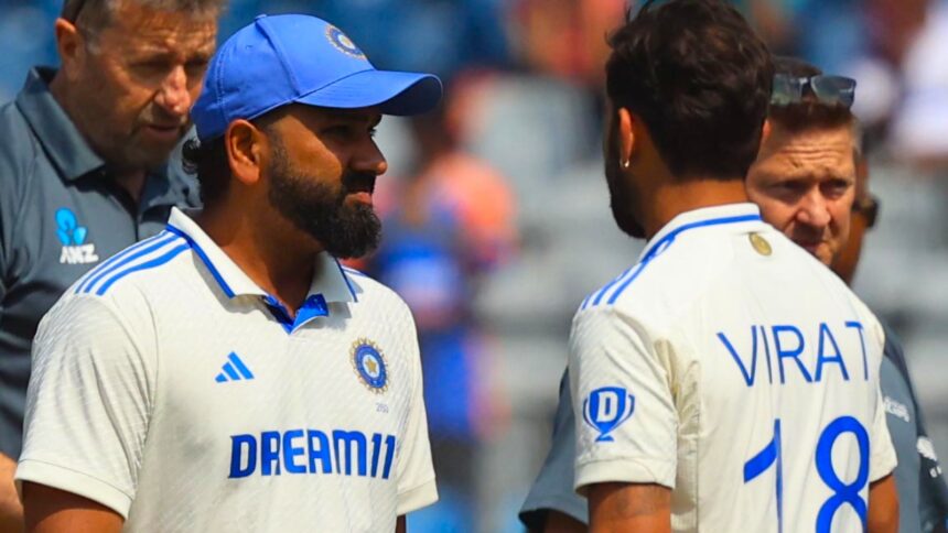 File image of Rohit Sharma with Virat Kohli during a Test match for the Indian team. (Express Photo by Amit Chakravarty)