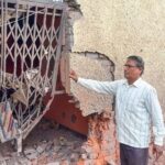 A civilian shows a damaged property after heavy firing and shelling by Pakistan military Wednesday across the Line of Control and International Border in Rajouri district, Jammu and Kashmir | PTI