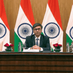 (L-R) Wing Commander Vyomika Singh, Foreign Secretary Vikram Misri and Colonel Sofiya Qureshi at MEA press briefing on Operation Sindoor in New Delhi Thursday. | ANI