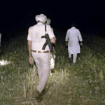 Police personnel search for debris of drone neutralised in Amritsar Friday. | ANI