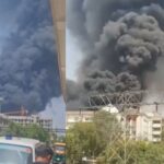Thick smoke billows from the Air India plane crash site in Gujarat's Ahmedabad