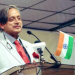 Congress MP Shashi Tharoor speaks during an interaction with Indian community memers in Panama City.