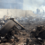 Debris of the Air India plane that crashed into a medical college's hostel in Ahmedabad’s Meghaninagar | Hanif Sindhi