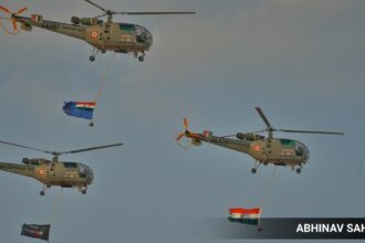 Air Force Fighter planes and helicopters perform at Pokhran to witness Exercise Vayu Shakti of the Indian Air Force.