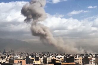 Smoke billows following the pre-emptive strike from Israel and the United States, in Tehran on Saturday. (WANA, Iran/ANI Video Grab)