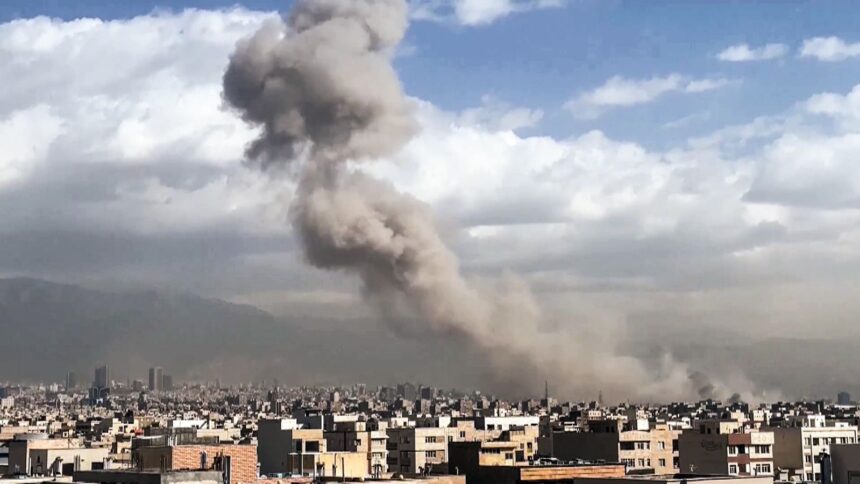 Smoke billows following the pre-emptive strike from Israel and the United States, in Tehran on Saturday. (WANA, Iran/ANI Video Grab)