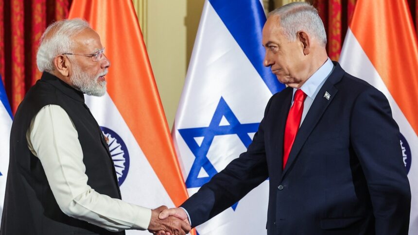 PM Modi and Israeli PM Benjamin Netanyahu at a joint press meet