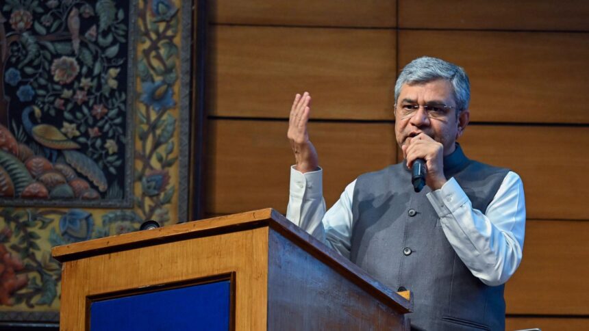 New Delhi, Mar 18 (ANI): Union Minister Ashwini Vaishnaw speaks during a Cabinet briefing at the National Media Centre, in New Delhi on Wednesday. (ANI Photo/Jitender Gupta)