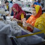 Garment workers inside a factory in Bangladesh