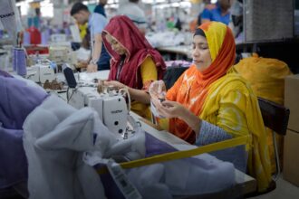Garment workers inside a factory in Bangladesh