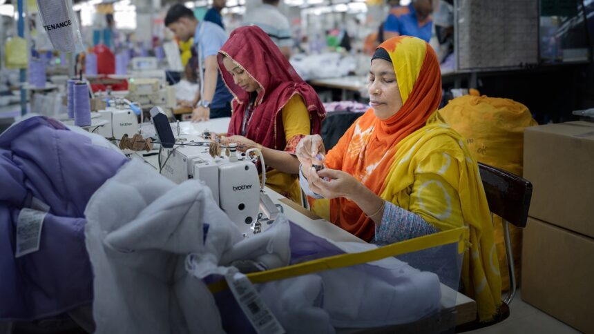 Garment workers inside a factory in Bangladesh