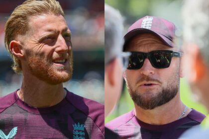 England captain Ben Stokes and head coach Brendon McCullum. (AP photo)