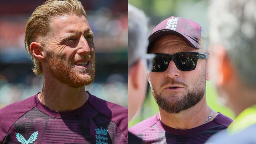England captain Ben Stokes and head coach Brendon McCullum. (AP photo)