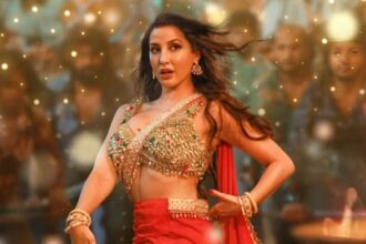 Nora Fatehi in a still from the video of Sarke Chunar Teri Sarke.