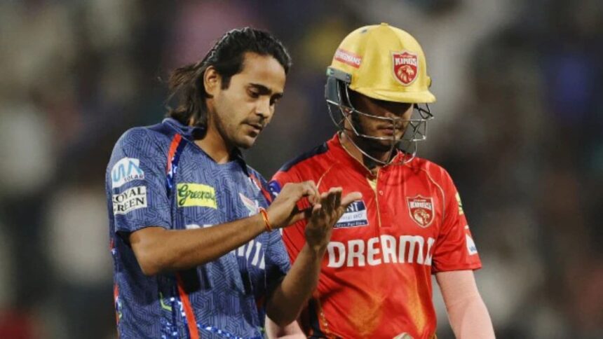 LSG bowler Digvesh Rathi giving sendoff to PBKS batter Punjab Kings with his "Notebook" celebration. (Sportzpics for IPL)