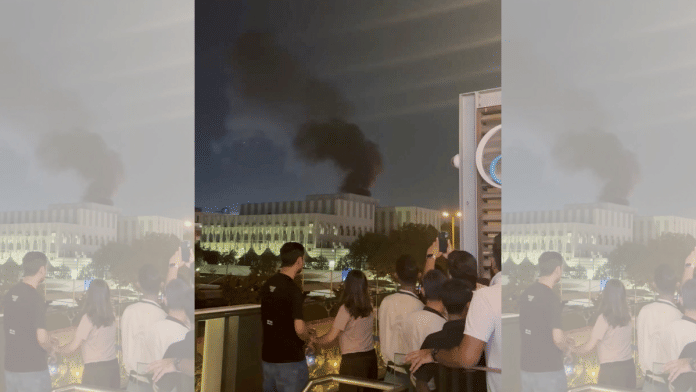 Smoke billows from an area near the US Consulate in Dubai, amid the US-Israeli conflict with Iran on 3 March 2026 | Screenshot | Social media