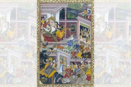 A Mughal painting of Krishna killing the evil king of Mathura Kansa | Commons
