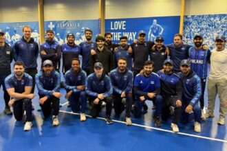 Players of Finland Cricket team in action during a camp at Eerikkilä. (PHOTO: Finland Cricket/Insta)
