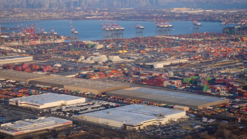The shipping container terminal and port in Newark, N.J., Dec. 18, 2025. (Vincent Alban/The New York Times)