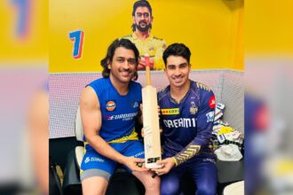Afghanistan cricketer Rahmanullah Gurbaz with MS Dhoni. (PHOTO: Gurbaz/Insta)