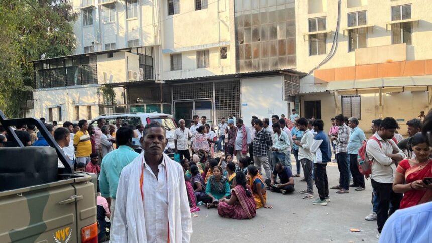 relatives outside mortuary