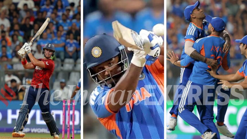 T20 World Cup: Jacob Bethell, Sanju Samson and Axar Patel put on stellar performances during the semi-final in Mumbai. (Express Photo by Narendra Vaskar)